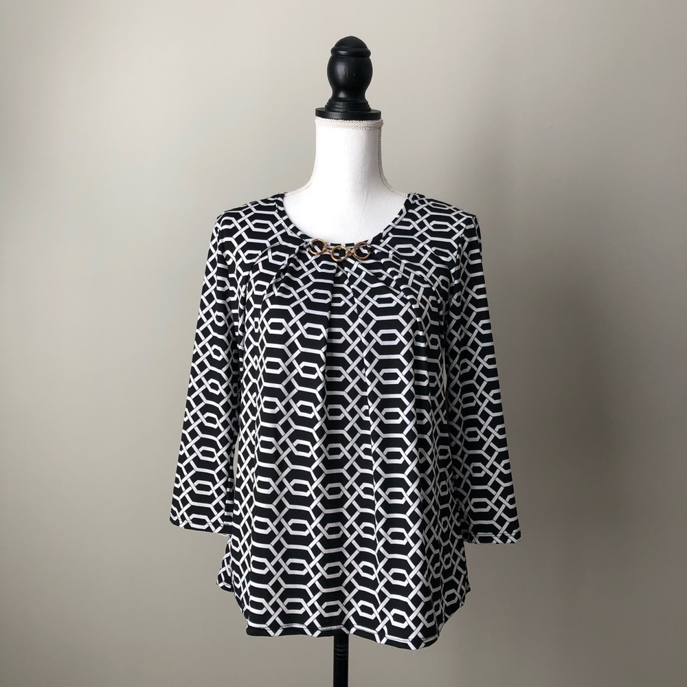 TIFFANY & GREY | Geometric Patterned Blouse Sz MP